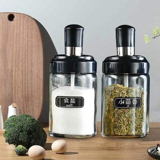 4PCs Glass Condiment Seasoning Bottle Set